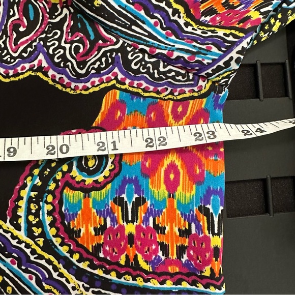 Lauren Ralph Lauren Black Sheer Paisley Multicolor Long Sleeve Blouse Size XL - Picture 9 of 10